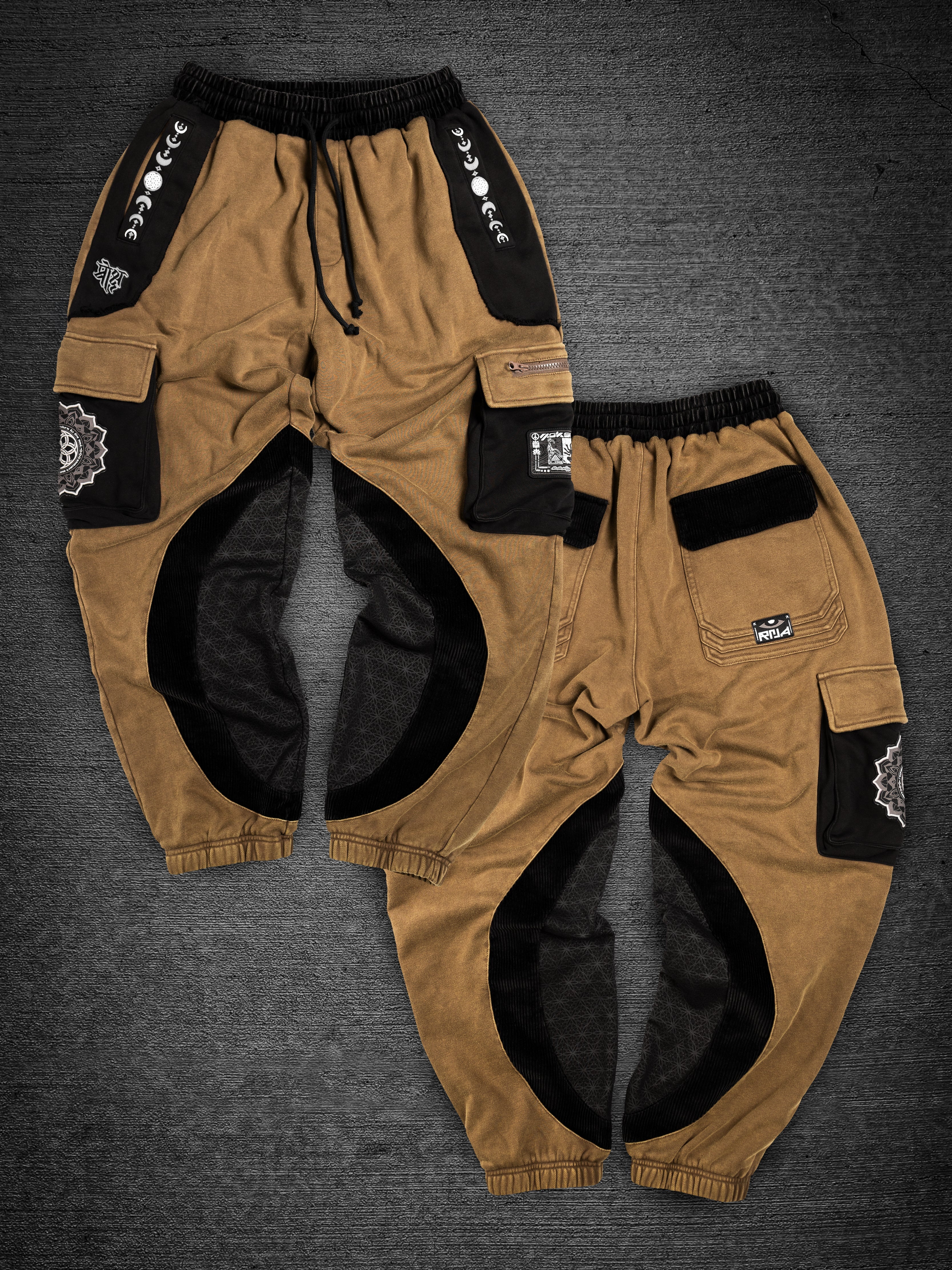 MOKSHA मोक्ष ✦ Tan/Black ✦ Corduroy Flow Joggers Joggers 