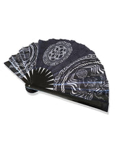 FOREVER EVOLVING SCARAB • BLACK/WHITE • Double-sided XL Bamboo Folding Fan Fan 