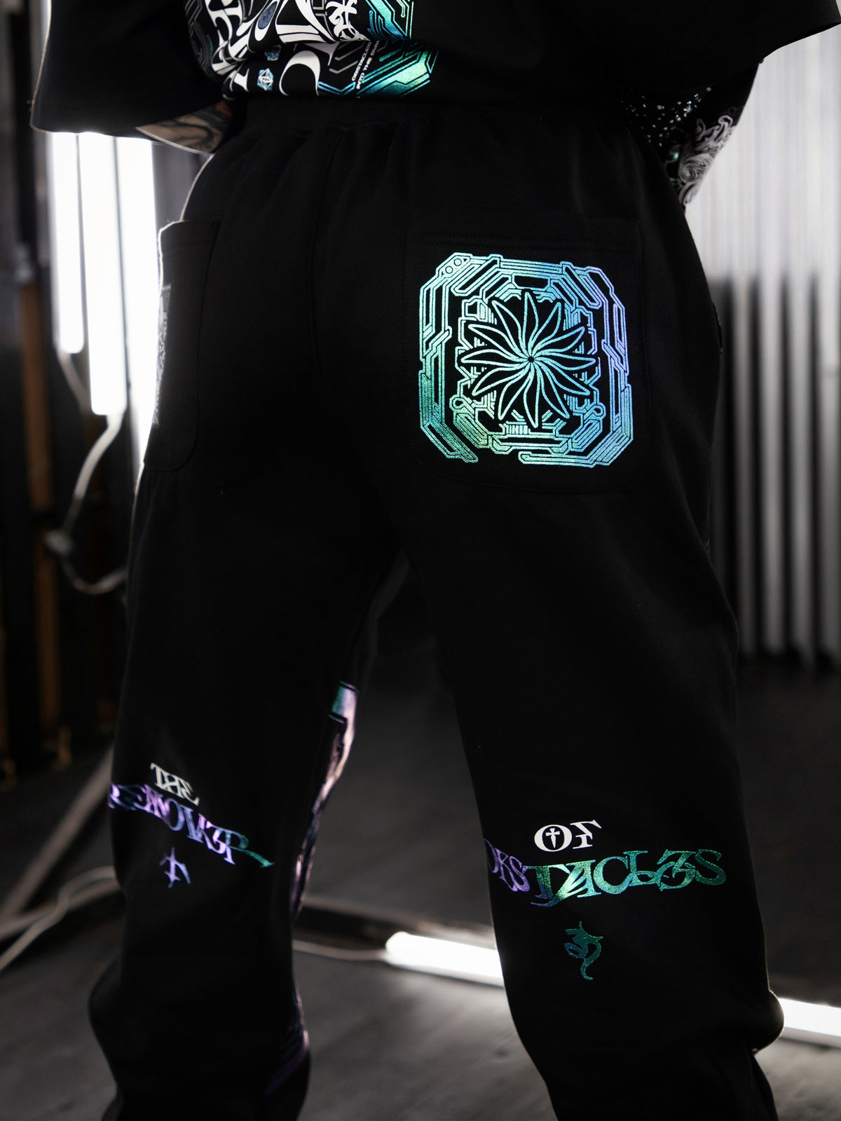 REMOVER OF OBSTACLES ✦ 3-TONE IRIDESCENT FOIL ✦ Premium Joggers w/ Hidden Pocket Joggers 