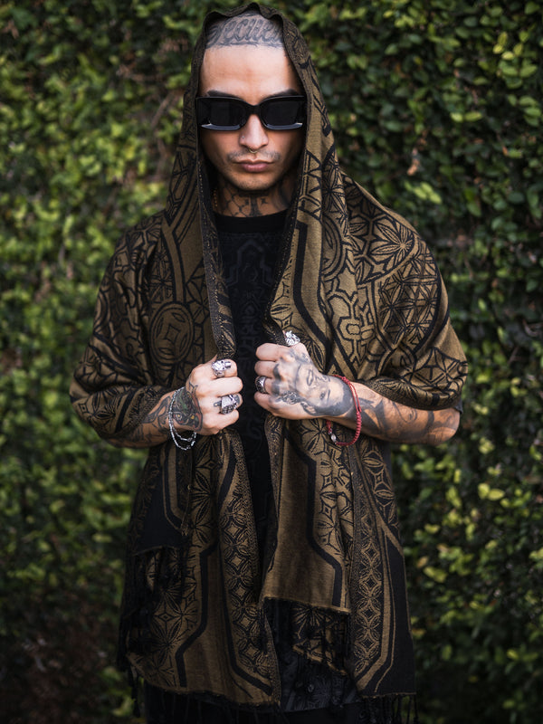 GEOMETRY OF BEING ✦ Antique Gold Festival Shawl Shawls 