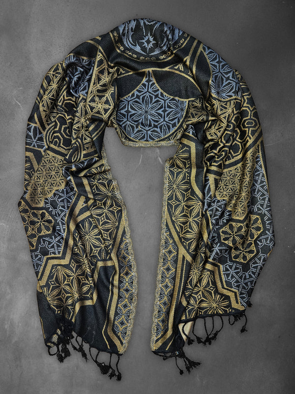 GEOMETRY OF BEING ✦ Gold/Silver ✦ Festival Shawl