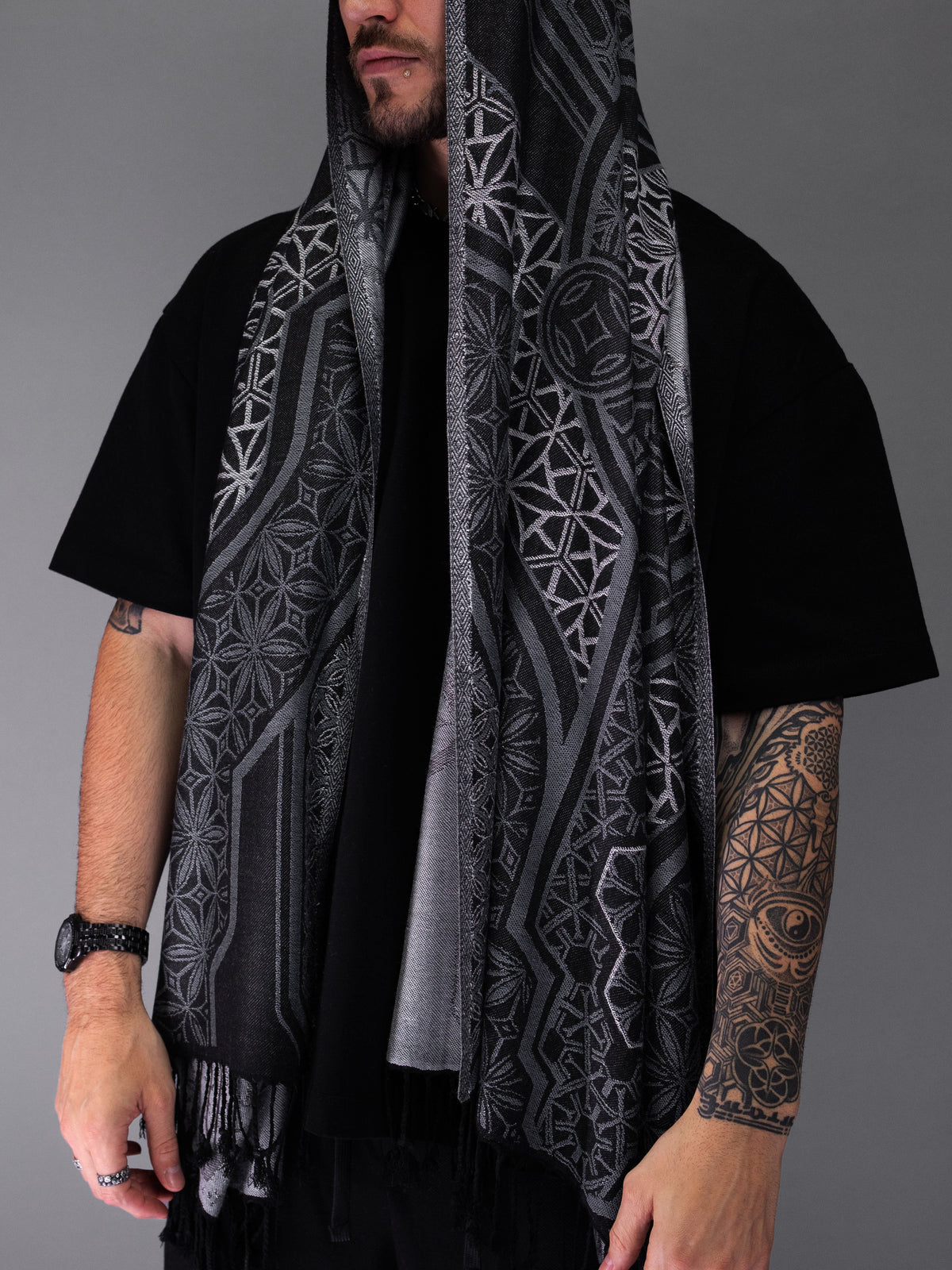 GEOMETRY OF BEING ✦ Dark Grey Festival Shawl Shawls 