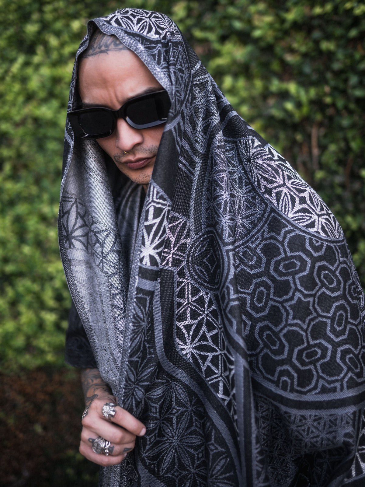 GEOMETRY OF BEING ✦ Dark Grey Festival Shawl Shawls 