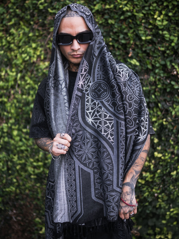 SEEDS OF LIGHT ✦ LIGHT + SHADOW ✦ Crimson + Inverted + GOB Dark Grey ✦ Festival Shawls 