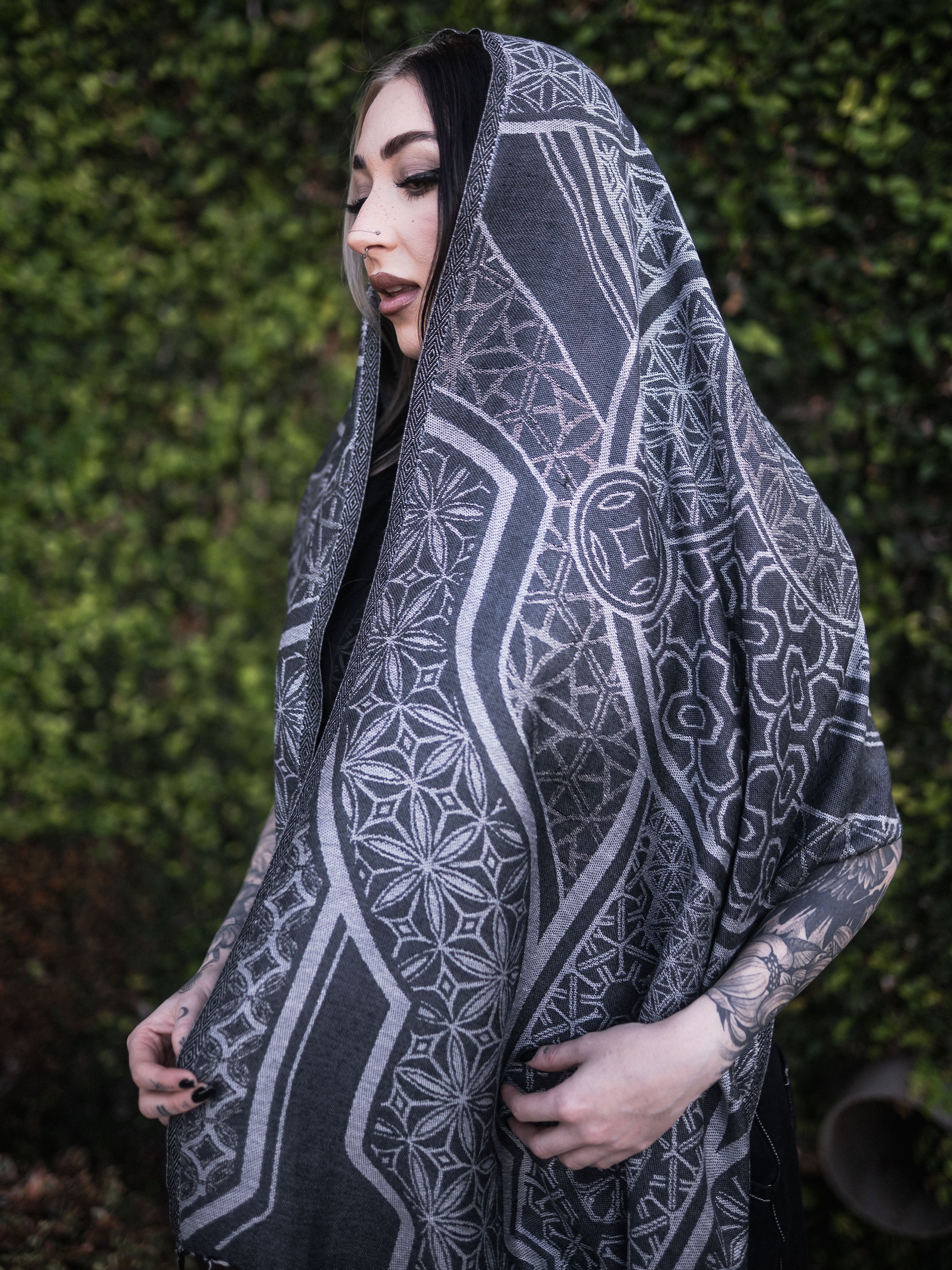 GEOMETRY OF BEING ✦ White Festival Shawl Shawls 