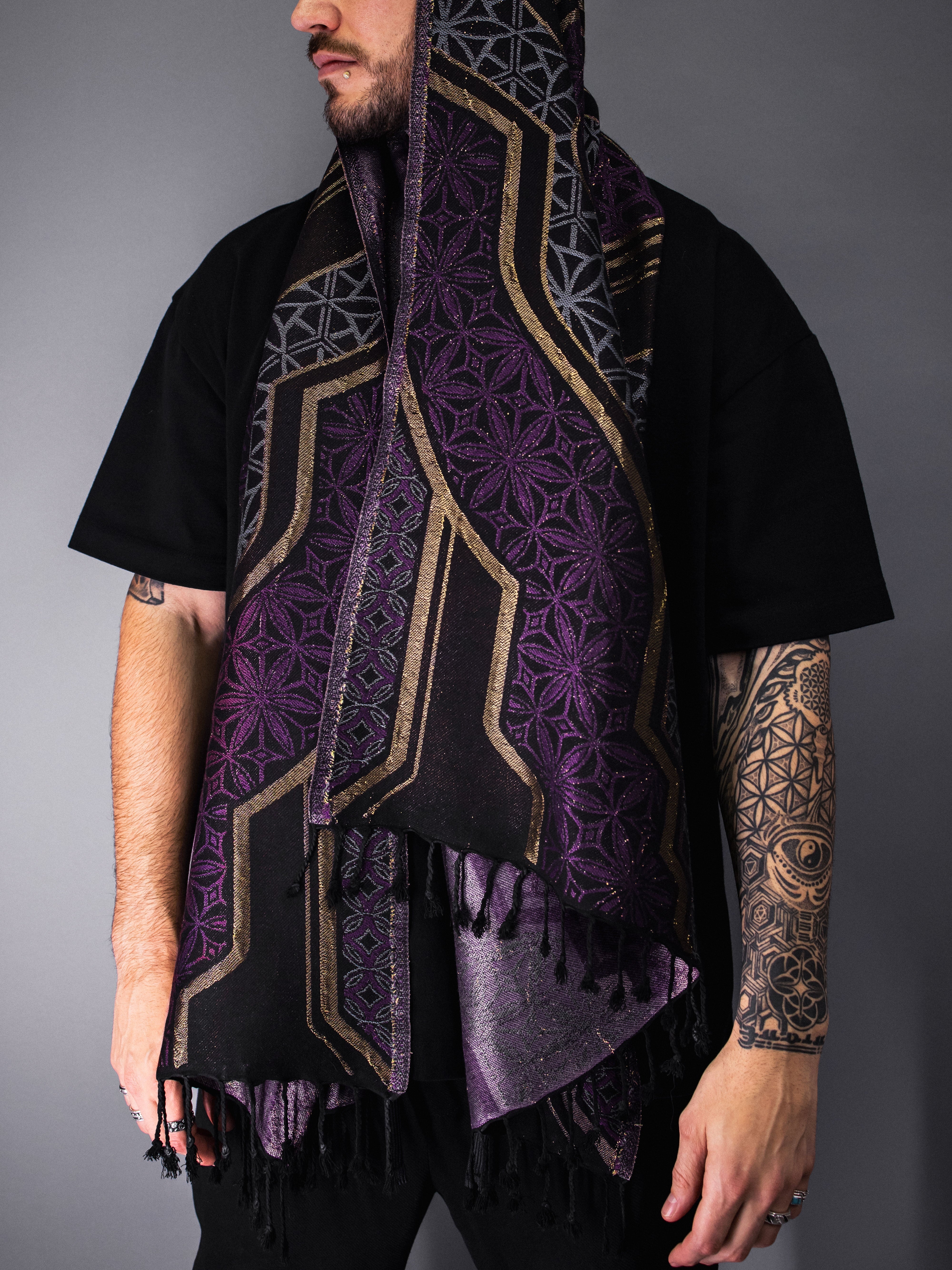 GEOMETRY OF BEING ✦ Metallic Purple Festival Shawl Shawls 