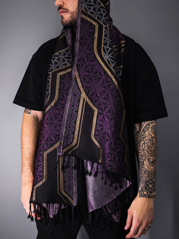 GEOMETRY OF BEING ✦ Metallic Purple Festival Shawl Shawls 