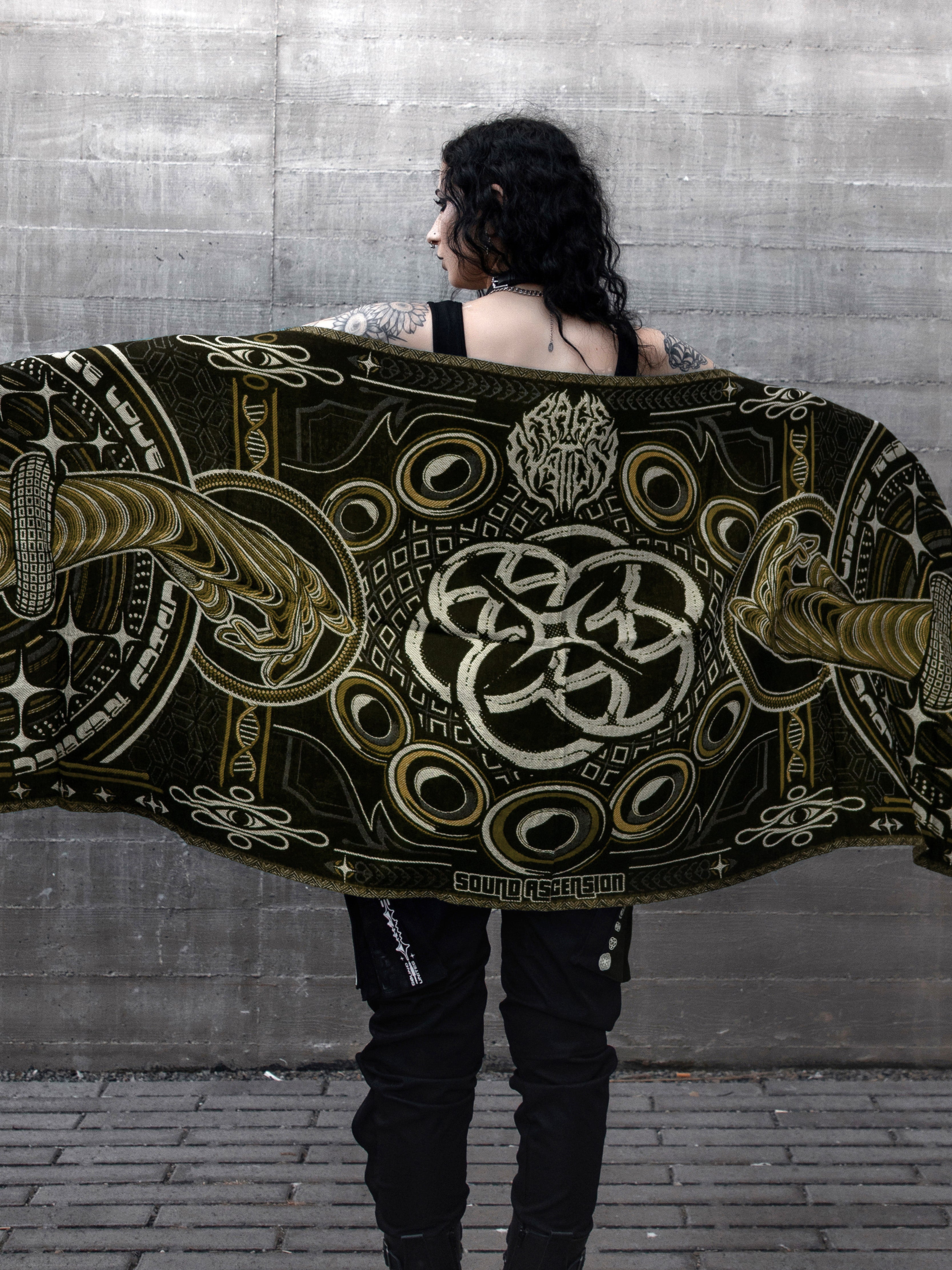 NEW DROP ✦ THE RAVE ✦ Black/Gold Double-Layered Shawl Shawls 