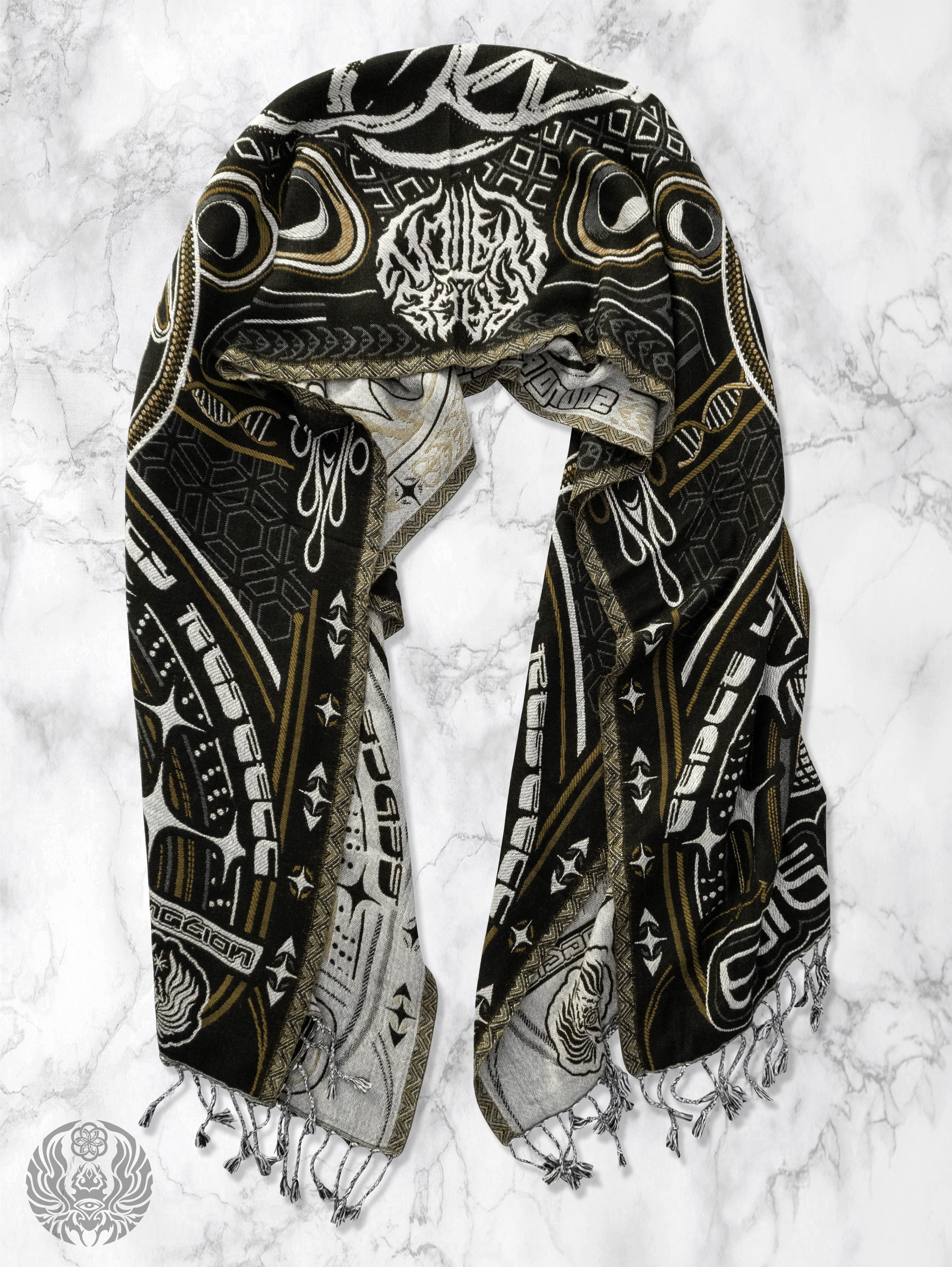 NEW DROP ✦ THE RAVE ✦ Black/Gold Double-Layered Shawl Shawls 