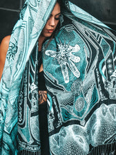 RESTOCKED ✦ GOLDEN TEACHERS V1 • AQUAMARINE • Festival Shawl/Scarf Shawl 