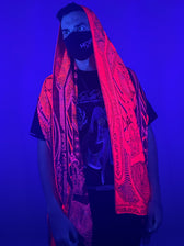 RESTOCKED ✦ GOLDEN TEACHERS V1 • RUBY • UV-Reactive Festival Shawl/Scarf Shawl 