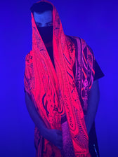 RESTOCKED ✦ GOLDEN TEACHERS V1 • RUBY • UV-Reactive Festival Shawl/Scarf Shawl 