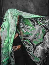 GOLDEN TEACHERS V1 • UV GREEN • Festival Shawl/Scarf Shawl 