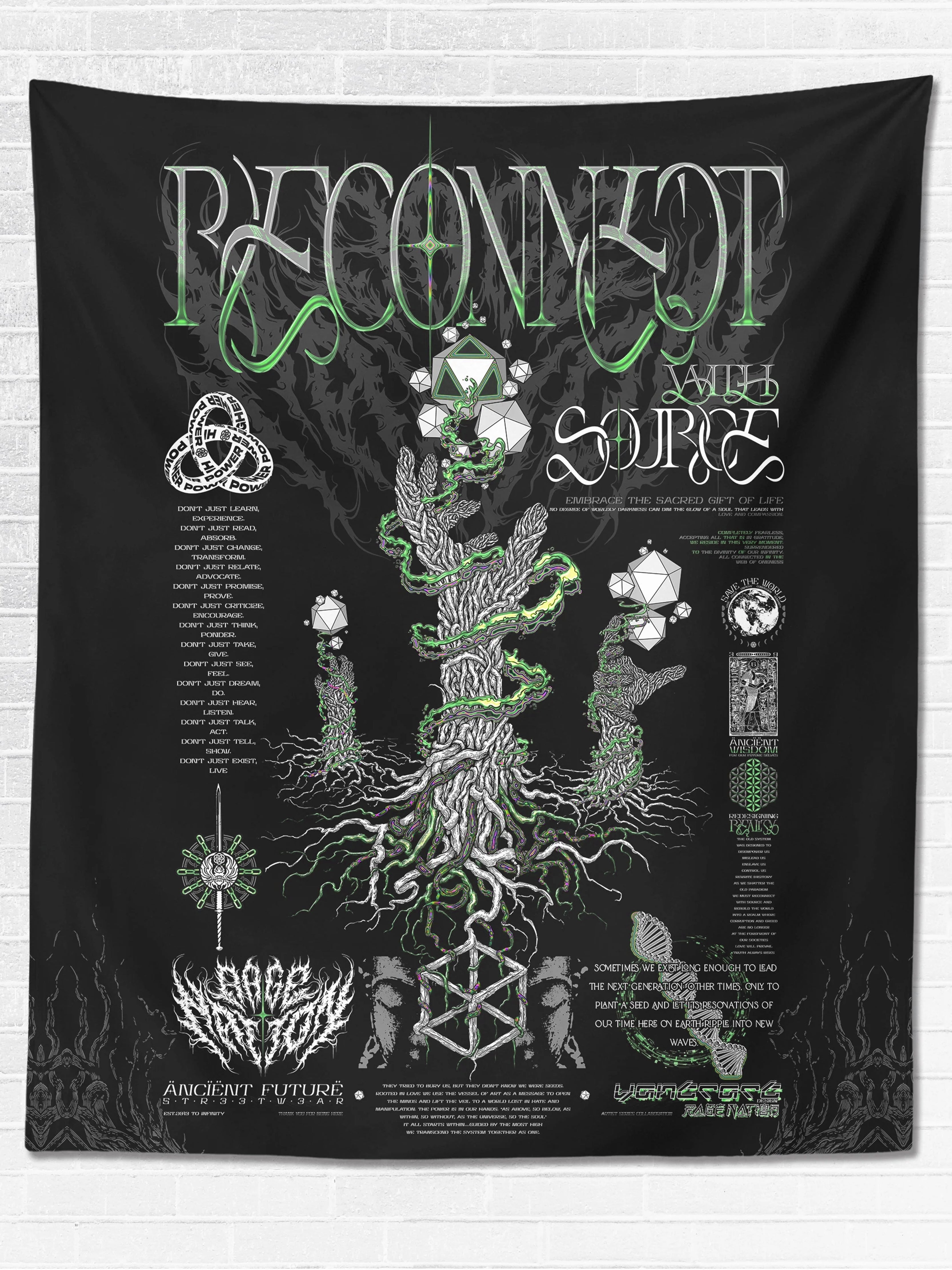 RECONNECT WITH SOURCE V2 ✦ YANTRART x RAGE NATION ✦ Limited Edition Tapestry Tapestry 