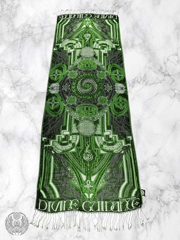 DIVINE GUIDANCE ✦ UV GREEN ✦ Reversible Festival Shawl Shawl 