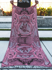 RESTOCKED ✦ GOLDEN TEACHERS V1 • RUBY • UV-Reactive Festival Shawl/Scarf Shawl 