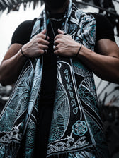 RESTOCKED ✦ HARMONY HEALS • UV REACTIVE TEAL • Festival Shawl/Scarf Shawl 