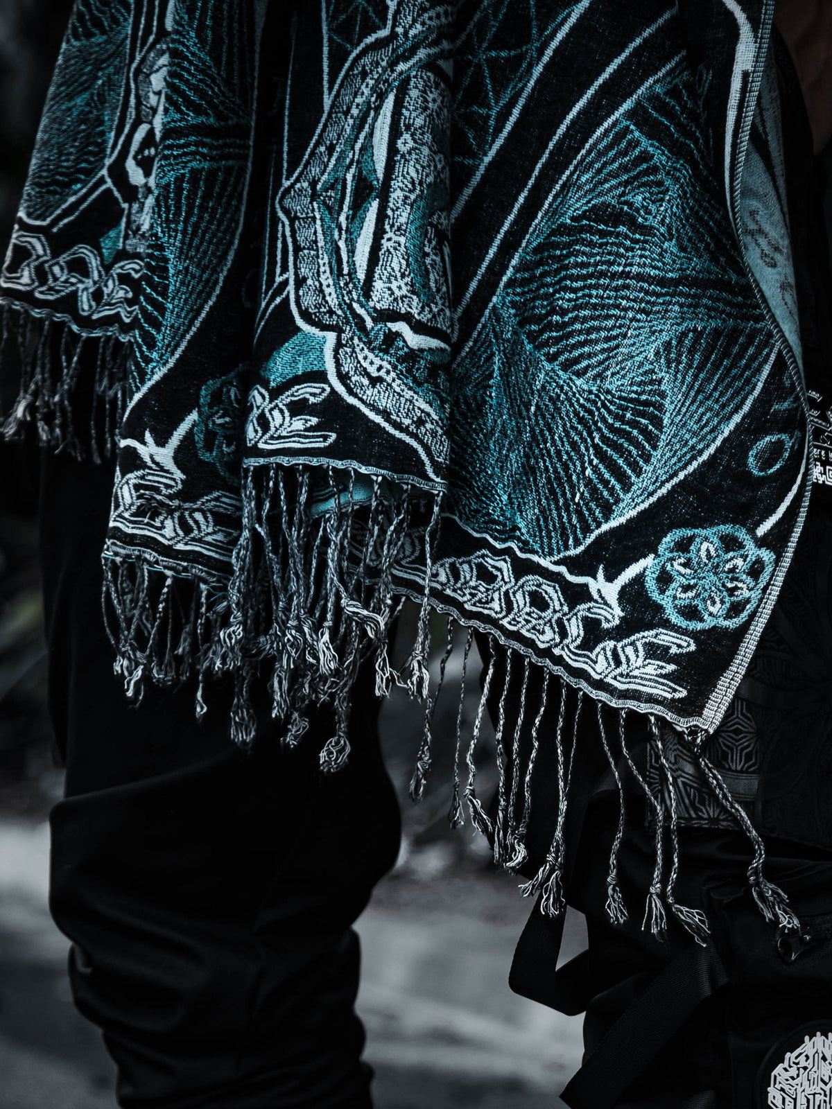 RESTOCKED ✦ HARMONY HEALS • UV REACTIVE TEAL • Festival Shawl/Scarf Shawl 