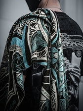 RESTOCKED ✦ HARMONY HEALS • UV REACTIVE TEAL • Festival Shawl/Scarf Shawl 