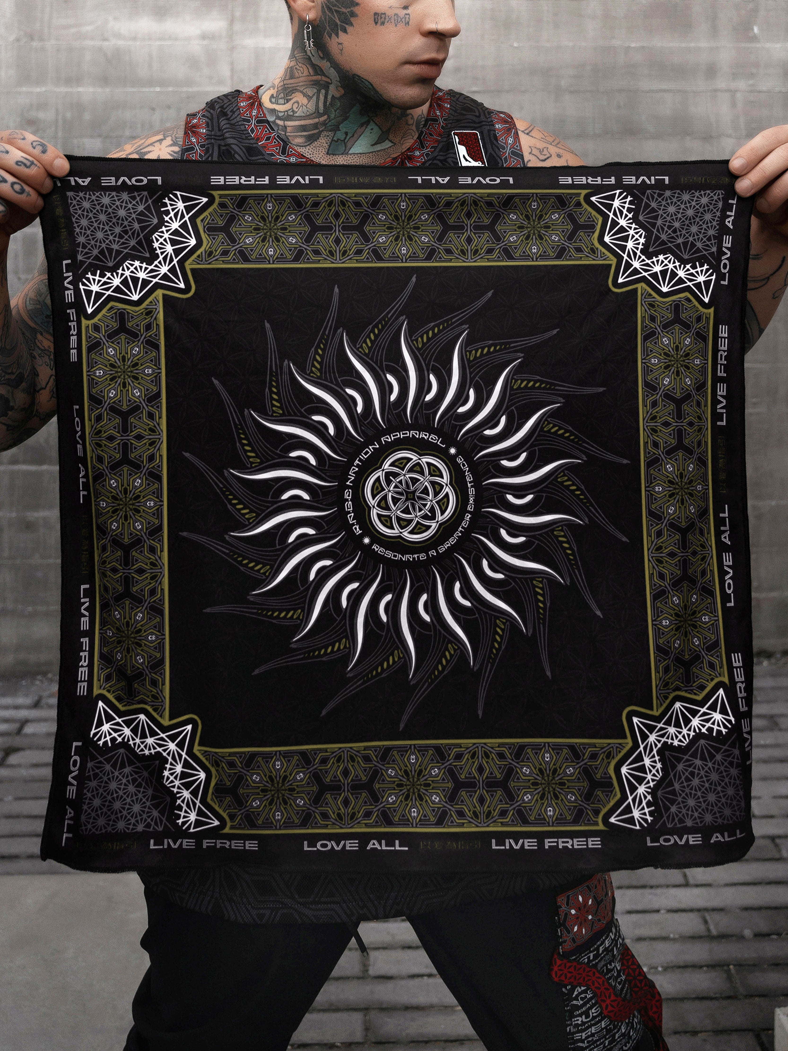 PRE-ORDER ✦ PROTECTED BY INTENT ✦ Gold Double-sided Bandana