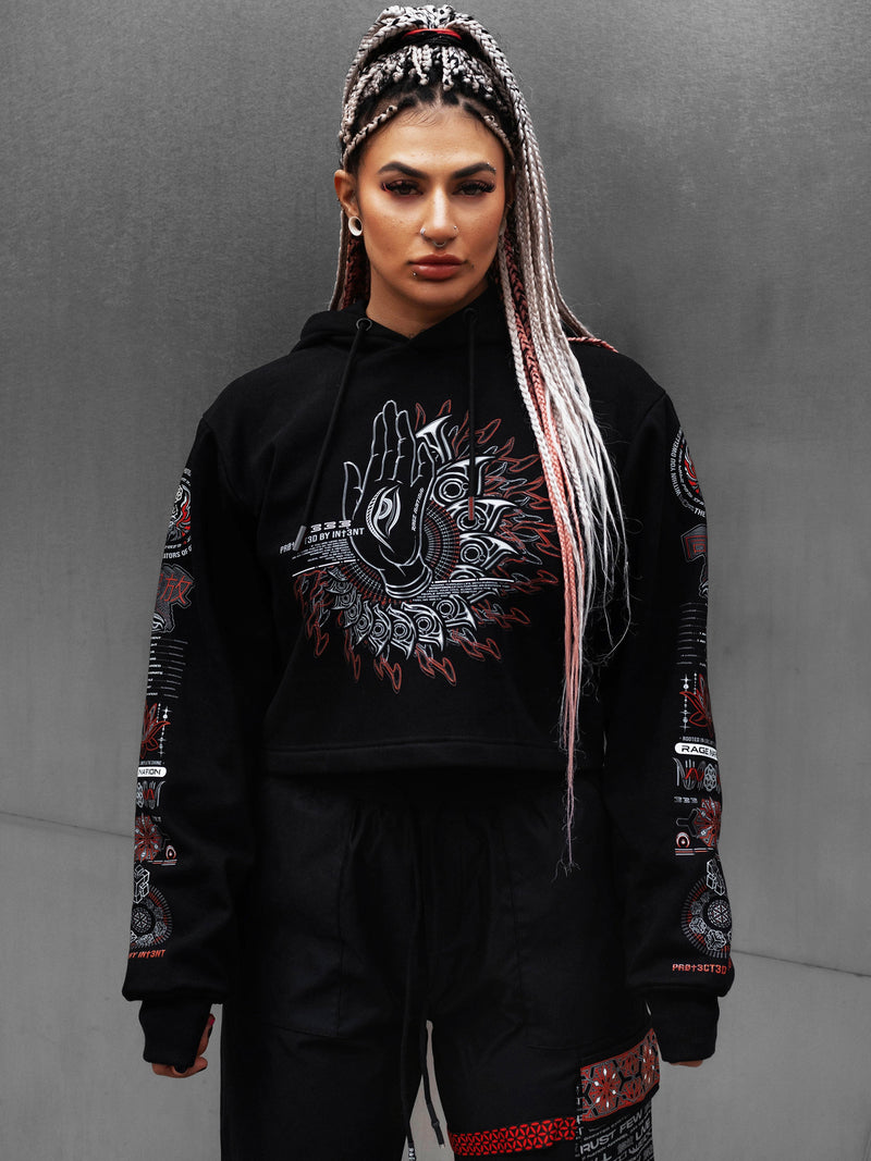 PRE-ORDER ✦ PROTECTED BY INTENT V1 ✦ Luxe Fabric Cropped Hoodie Coming Soon 