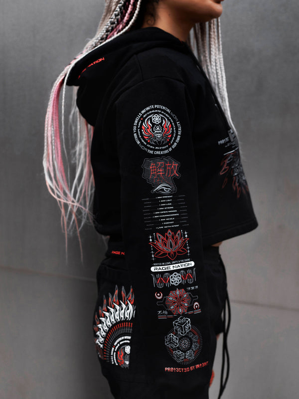 PRE-ORDER ✦ PROTECTED BY INTENT V1 ✦ Luxe Fabric Cropped Hoodie Coming Soon 