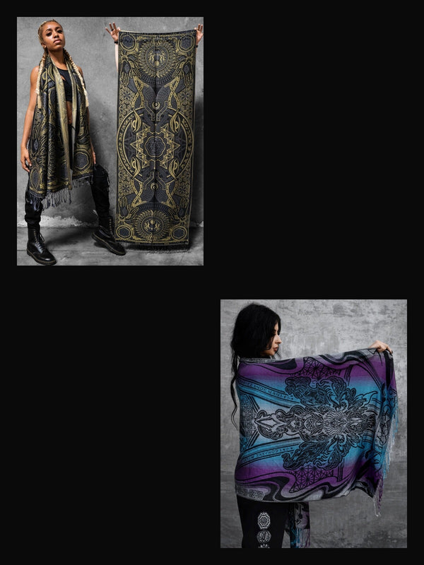 INTENT + ELEMENTS ✦ PROTECTED BY INTENT Gold + CONVENE Amethyst ✦ Festival Shawls Bundle 