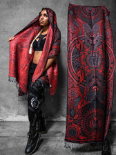 COMING SOON • PROTECTED BY INTENT • RED FESTIVAL SHAWL Shawls 