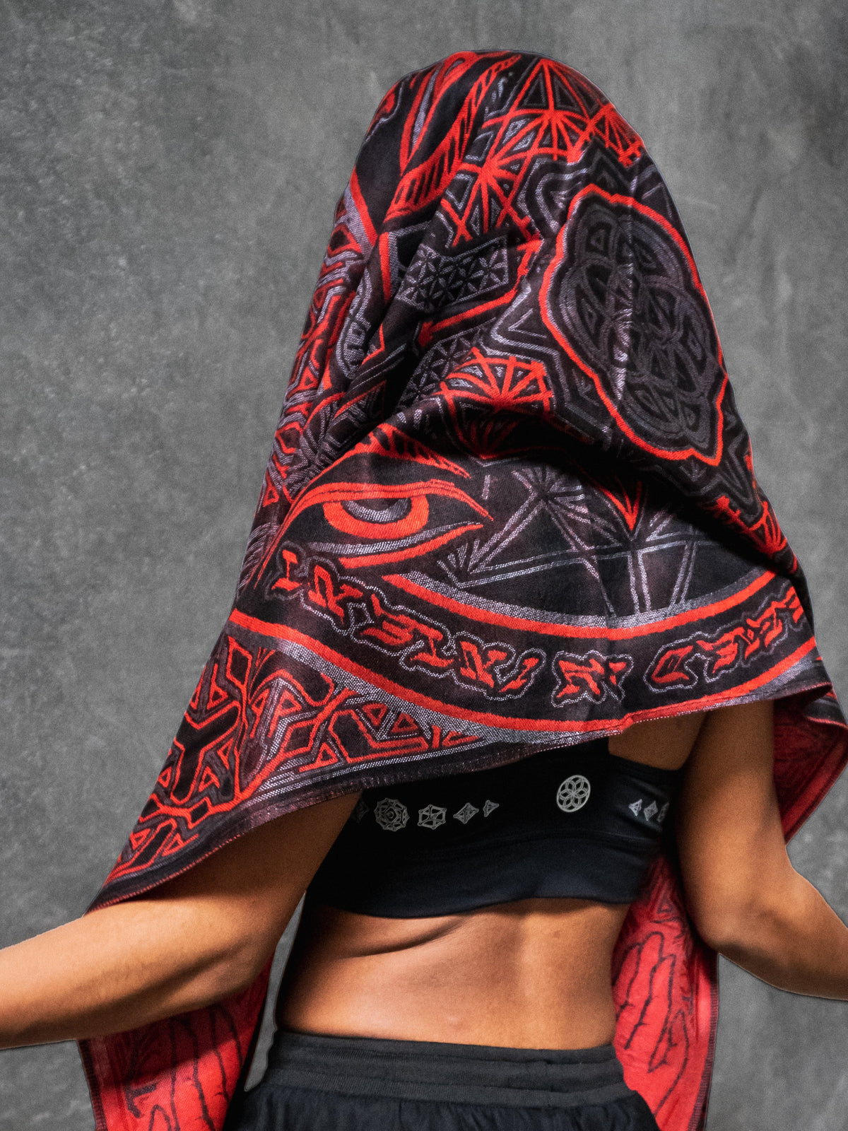 PROTECTED BY INTENT ✦ UV-Reactive Scarlet RED ✦ FESTIVAL SHAWL Shawls 