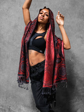 PROTECTED BY INTENT ✦ UV-Reactive Scarlet RED ✦ FESTIVAL SHAWL Shawls 