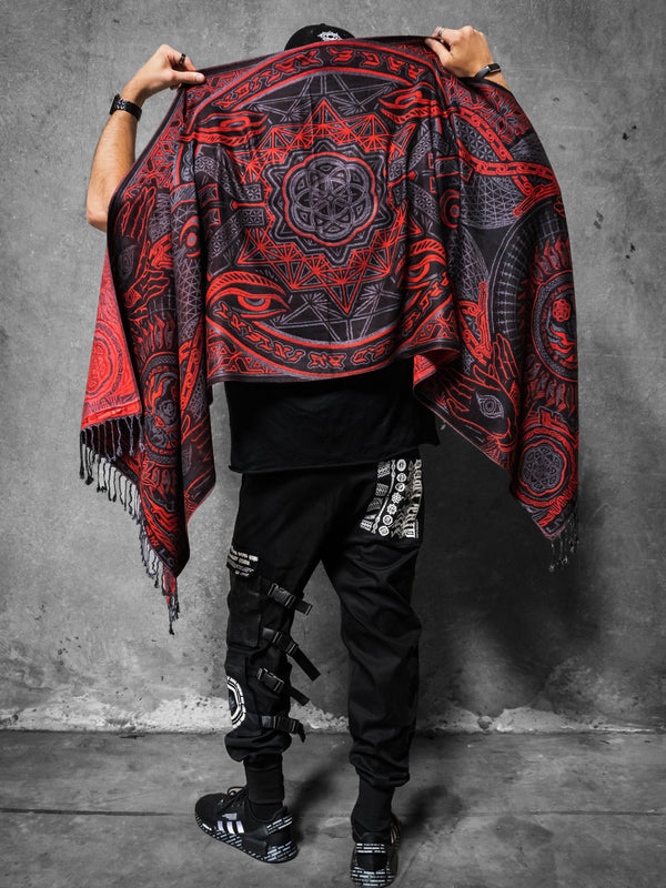 COMING SOON • PROTECTED BY INTENT • RED FESTIVAL SHAWL Shawls 