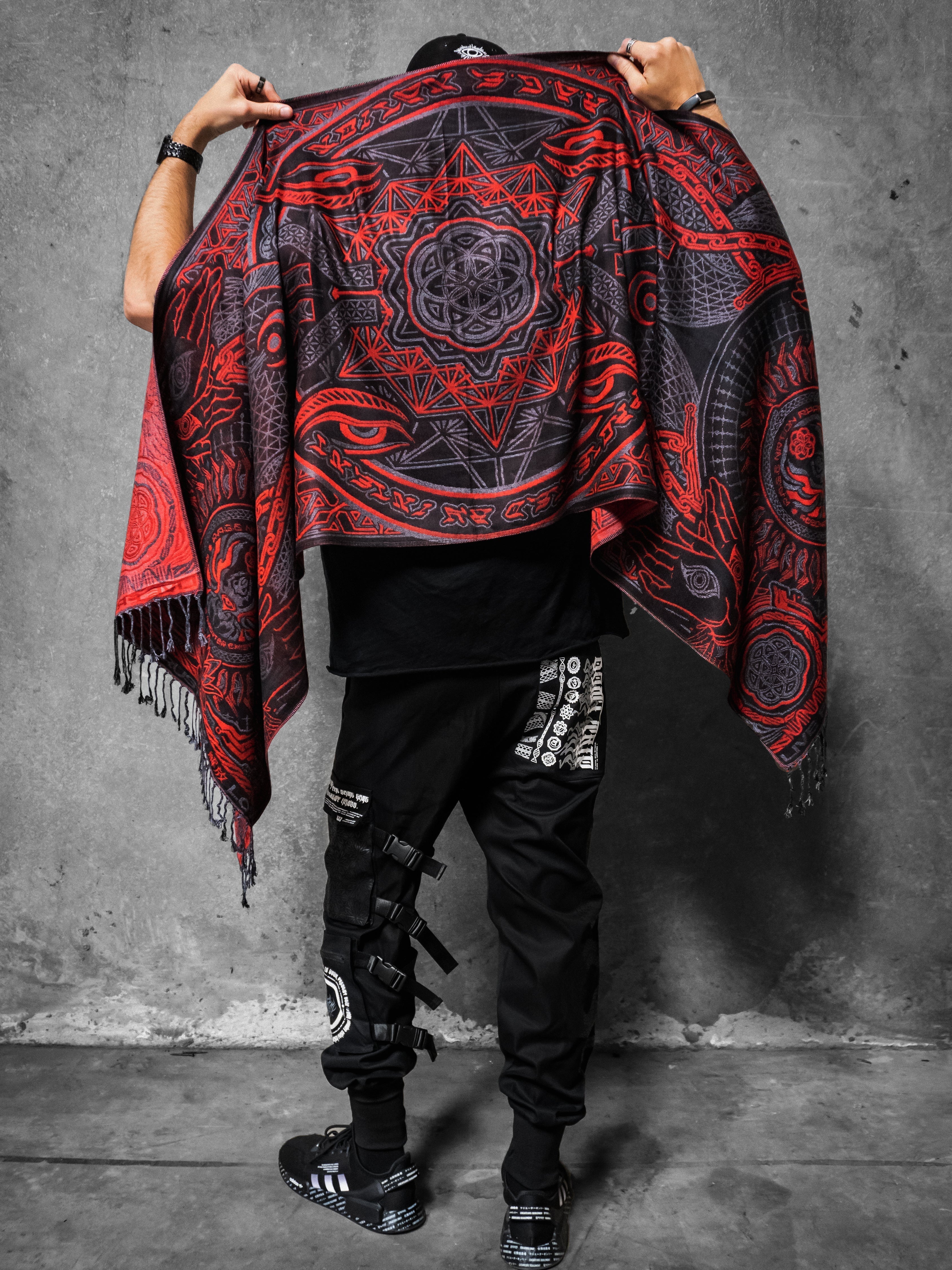 PROTECTED BY INTENT • VEST + RED SHAWL 