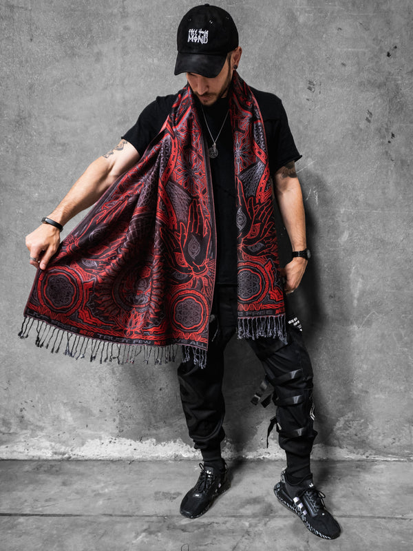 COMING SOON • PROTECTED BY INTENT • RED FESTIVAL SHAWL Shawls 
