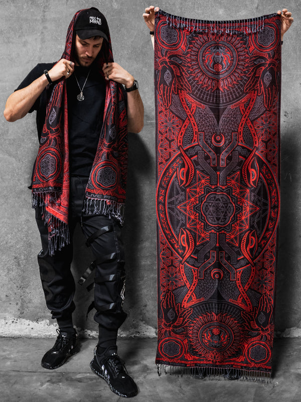 COMING SOON • PROTECTED BY INTENT • RED FESTIVAL SHAWL Shawls 