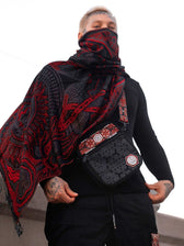 PROTECTED BY INTENT ✦ UV-Reactive Scarlet RED ✦ FESTIVAL SHAWL Shawls 