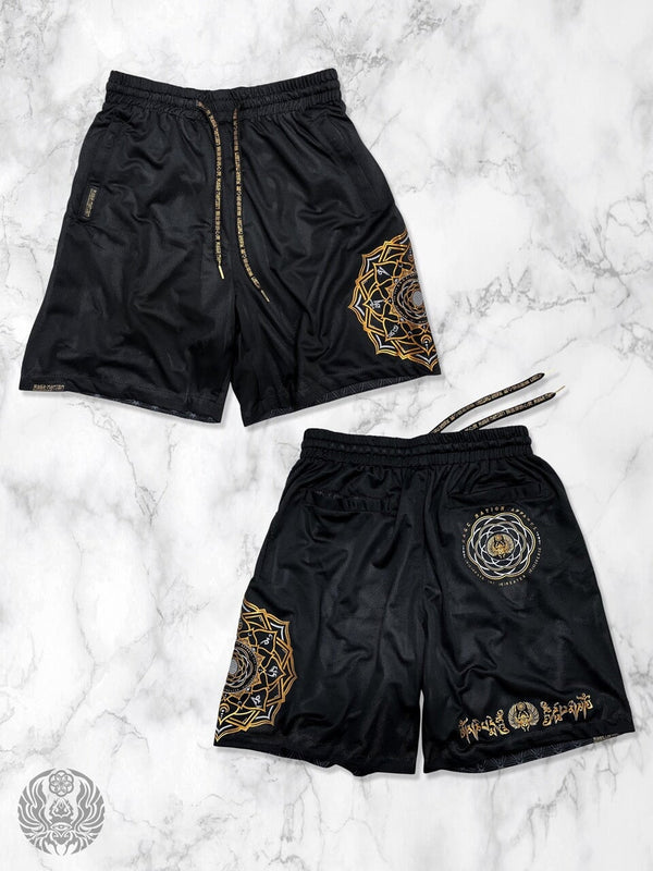 MANTRA V2 ✦ Black/Gold ✦ Reversible Activewear Shorts Shorts 