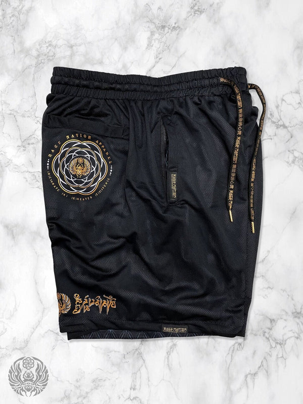 MANTRA V2 ✦ Black/Gold ✦ Reversible Activewear Shorts Shorts 