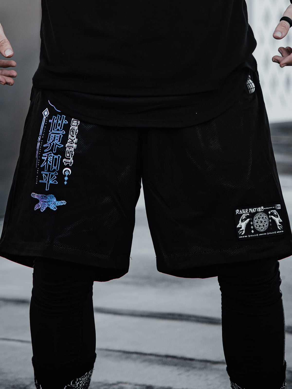 MIND OF ZEN • Iridescent Ink • Activewear Shorts w/ Stash Pocket Shorts 