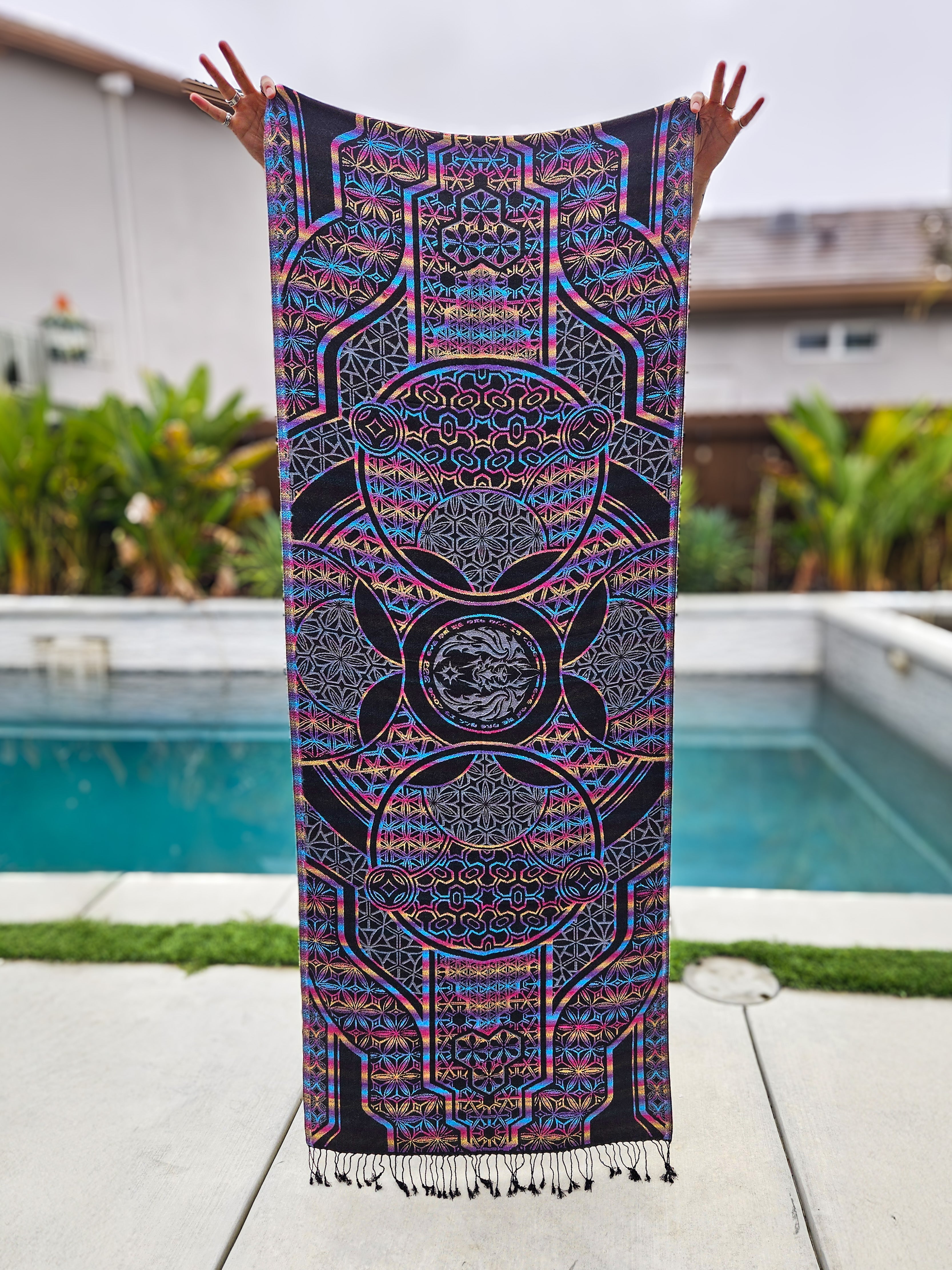 GEOMETRY OF BEING ✦ Blue Gradient ✦ Festival Shawl ✦ SHIPS 12/5 Shawls 