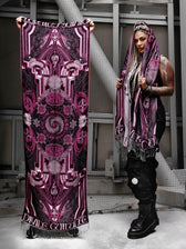DIVINE GUIDANCE ✦ UV-REACTIVE PETAL PINK ✦ Reversible Festival Shawl Shawl 