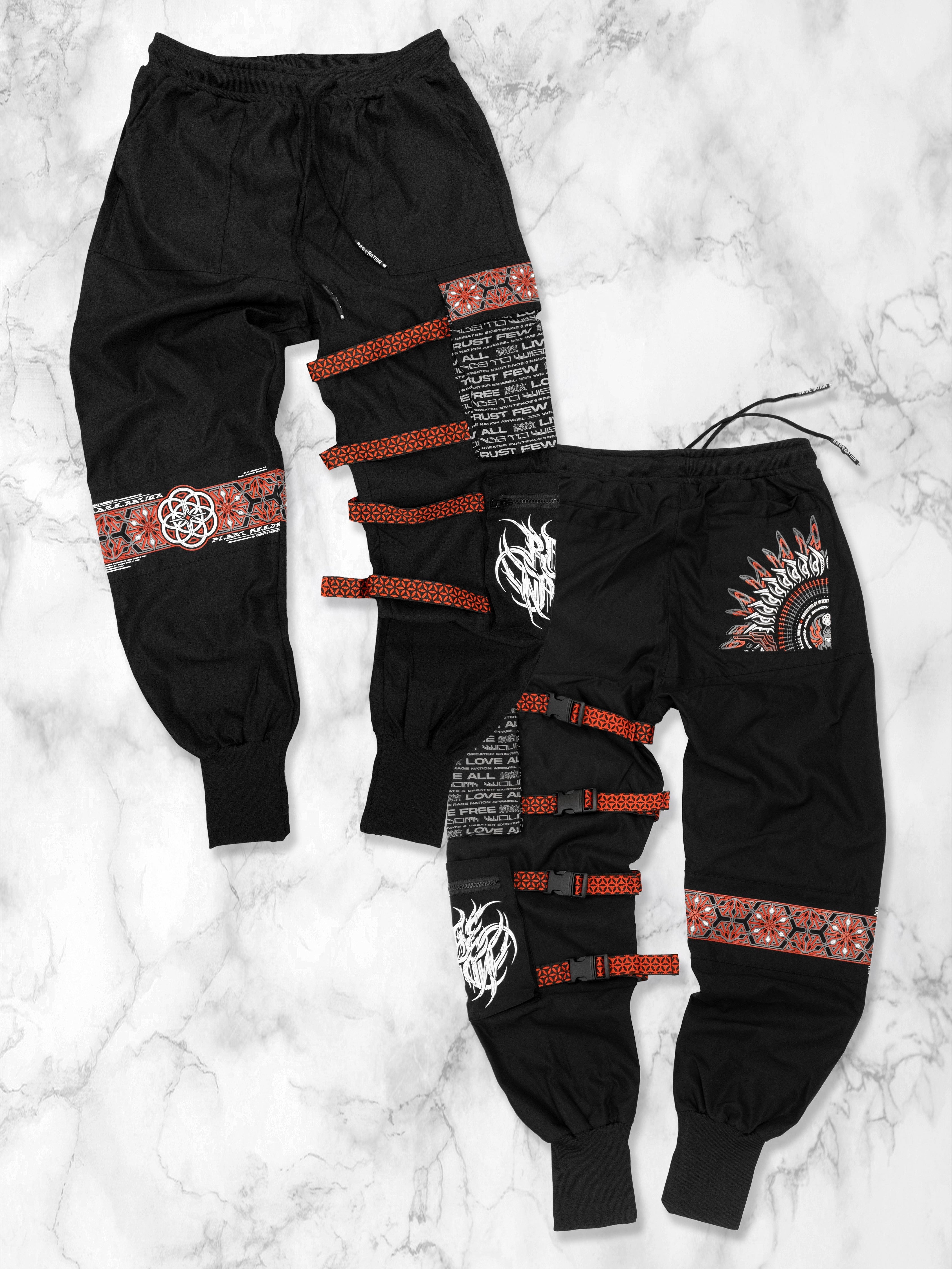 PROTECTED BY INTENT • VEST + TACTICAL JOGGERS + RED SHAWL SET 