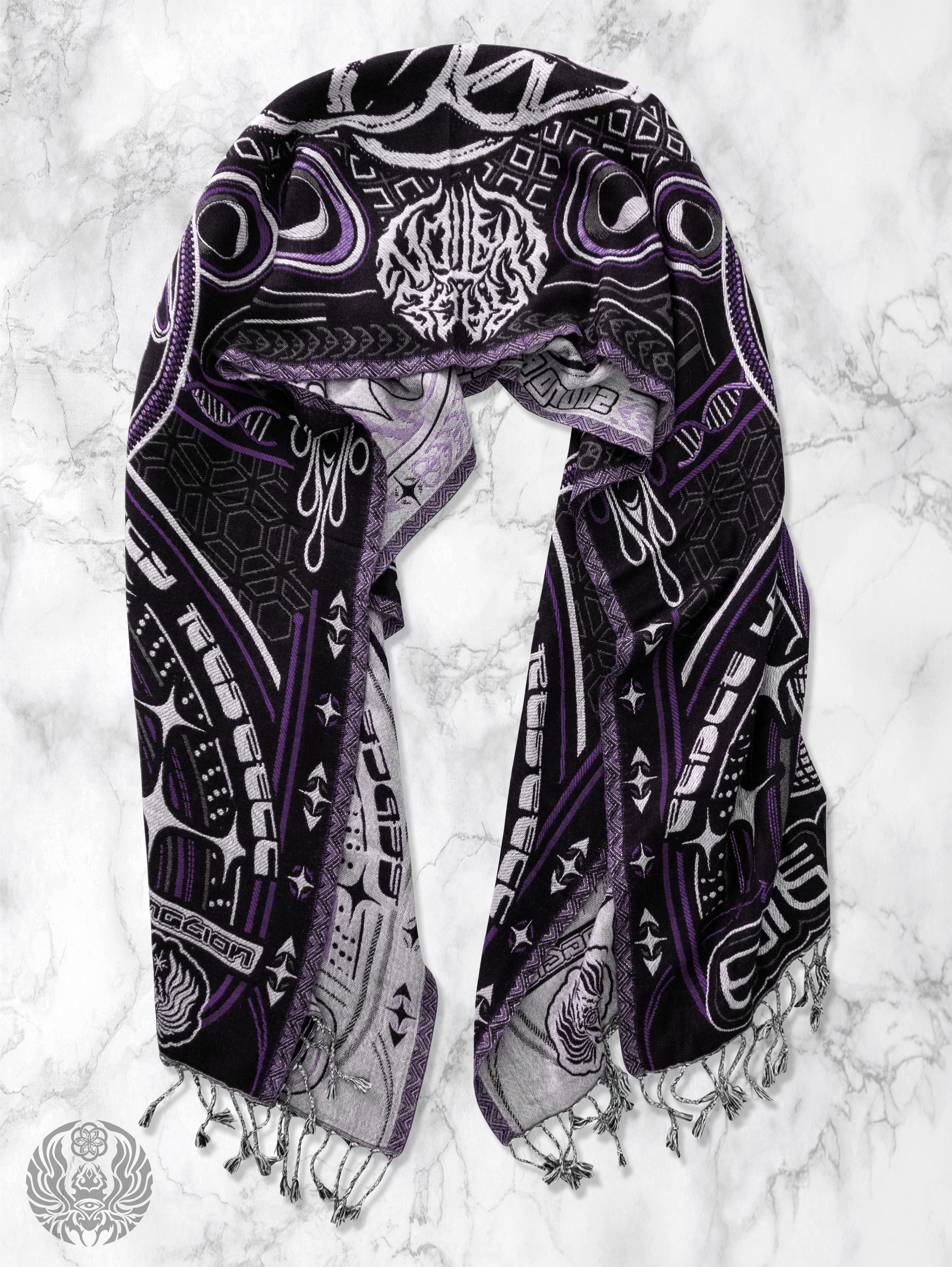 NEW DROP ✦ THE RAVE ✦ Black/Purple Double-Layered Shawl Shawls 