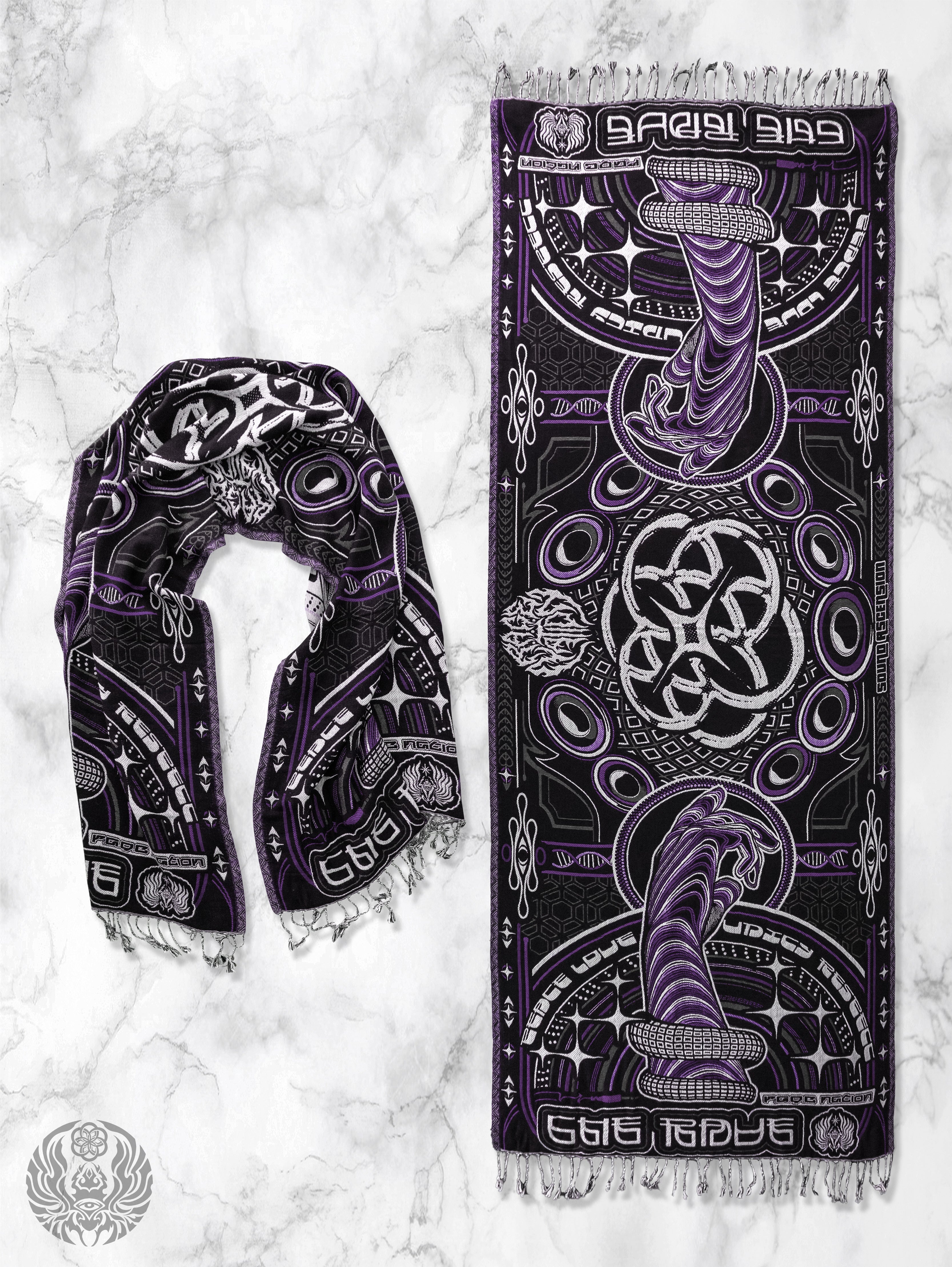 NEW DROP ✦ THE RAVE ✦ Black/Purple Double-Layered Shawl Shawls 