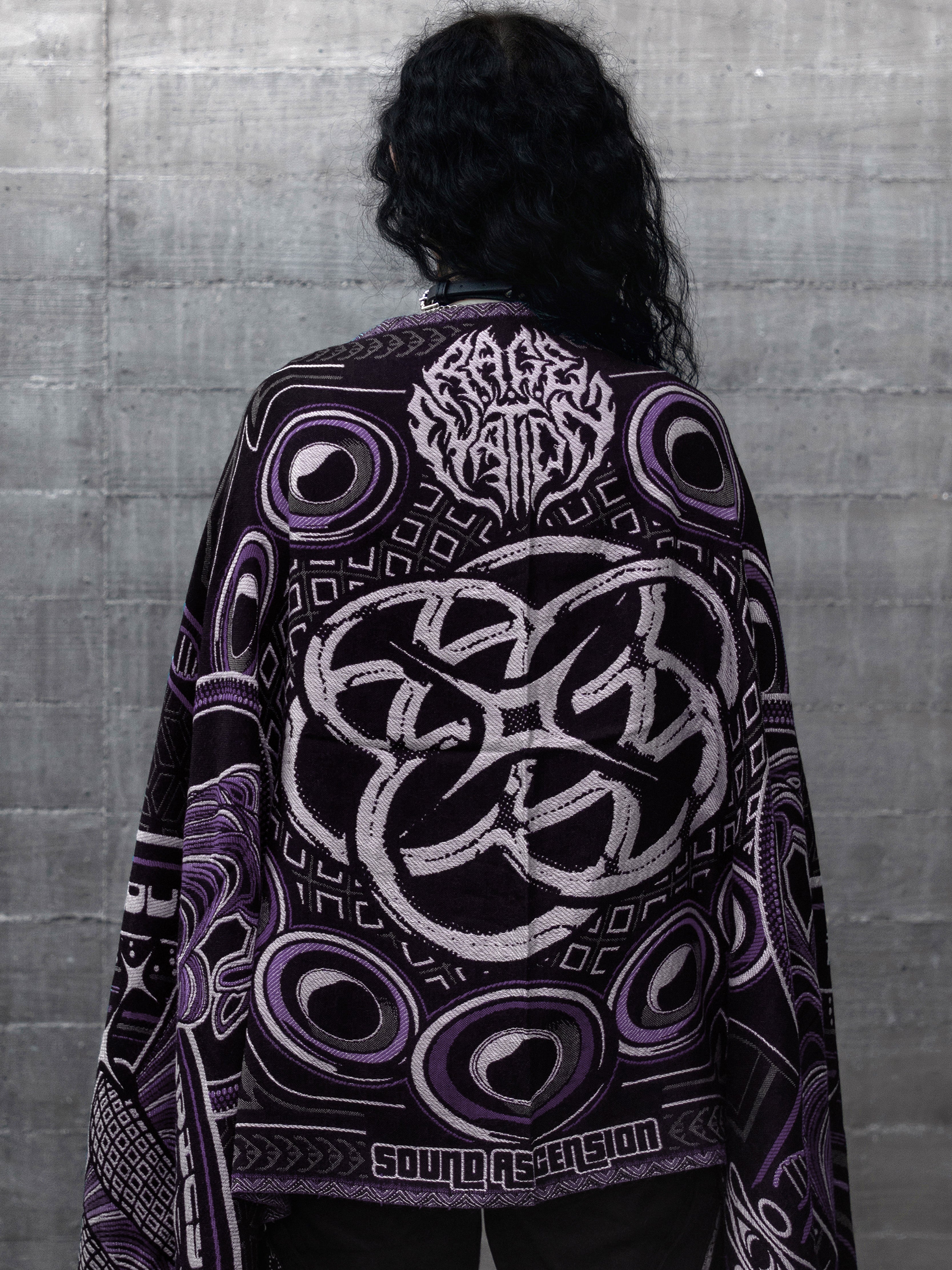 NEW DROP ✦ THE RAVE ✦ Black/Purple Double-Layered Shawl Shawls 