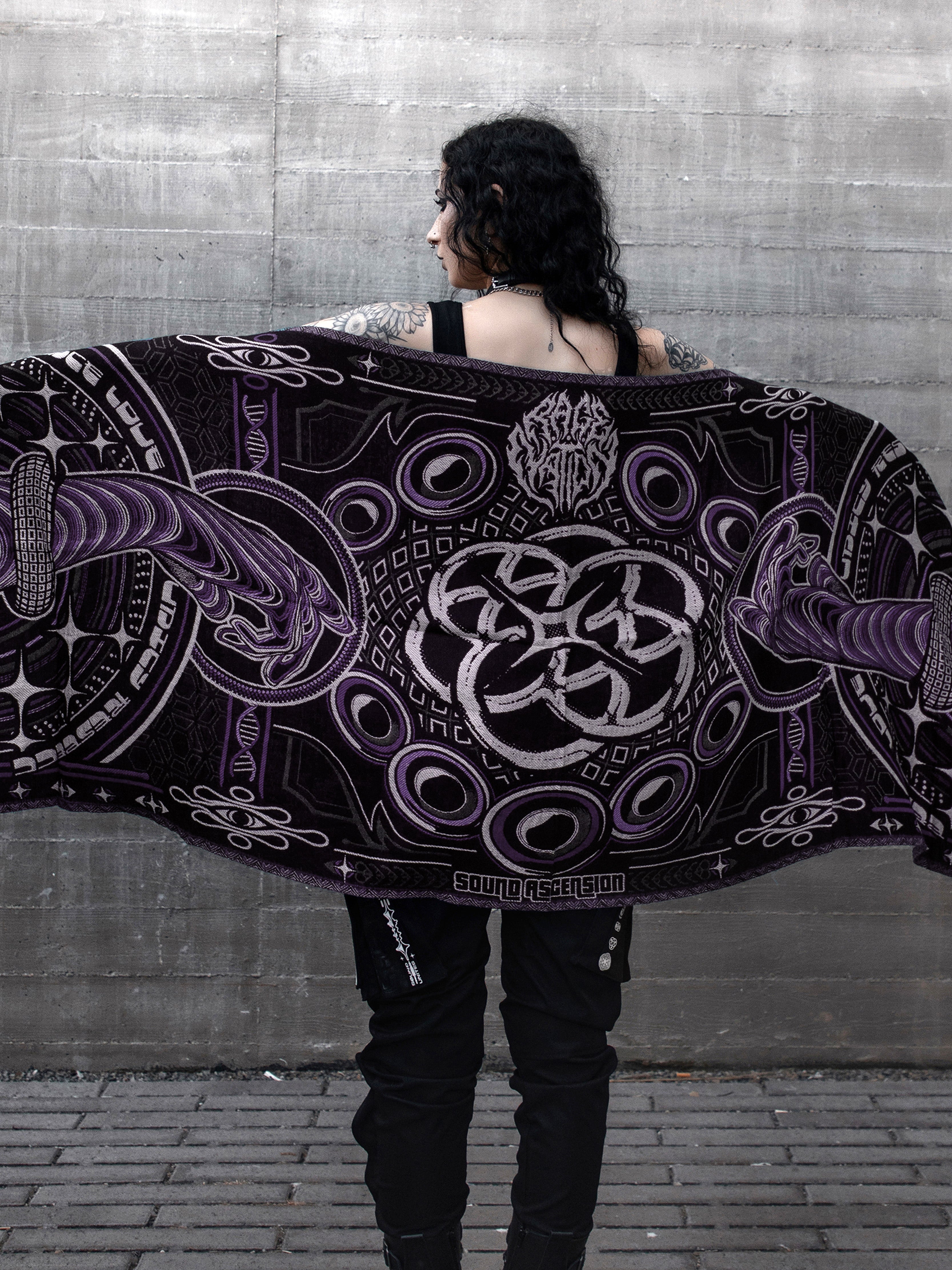 NEW DROP ✦ THE RAVE ✦ Black/Purple Double-Layered Shawl Shawls 