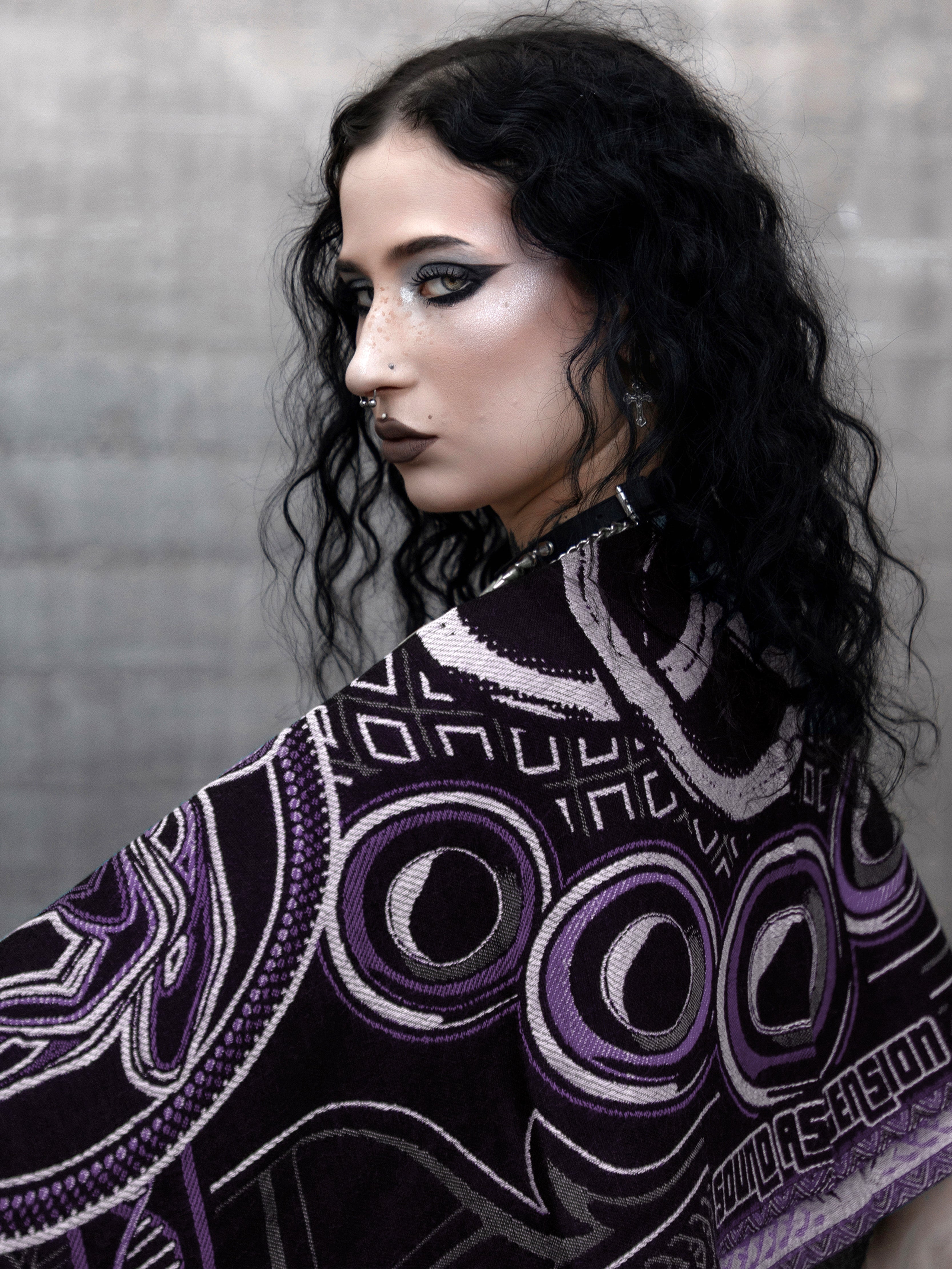 NEW DROP ✦ THE RAVE ✦ Black/Purple Double-Layered Shawl Shawls 