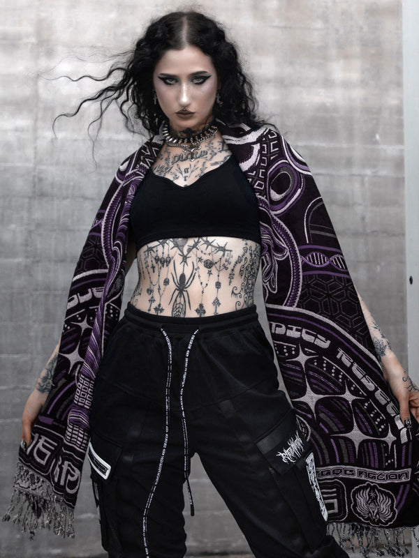 NEW DROP ✦ THE RAVE ✦ Black/Purple Double-Layered Shawl Shawls 