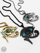 EYES OF BALANCE v2 ✦ REAL TURQUOISE SLAB ✦ Reversible Amulet 002 w/ Box Chain Jewelry 