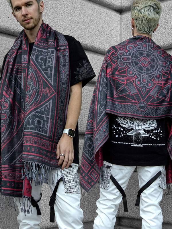 DHARMA V2 • Grey/Red • Festival Shawl/Scarf Shawls 