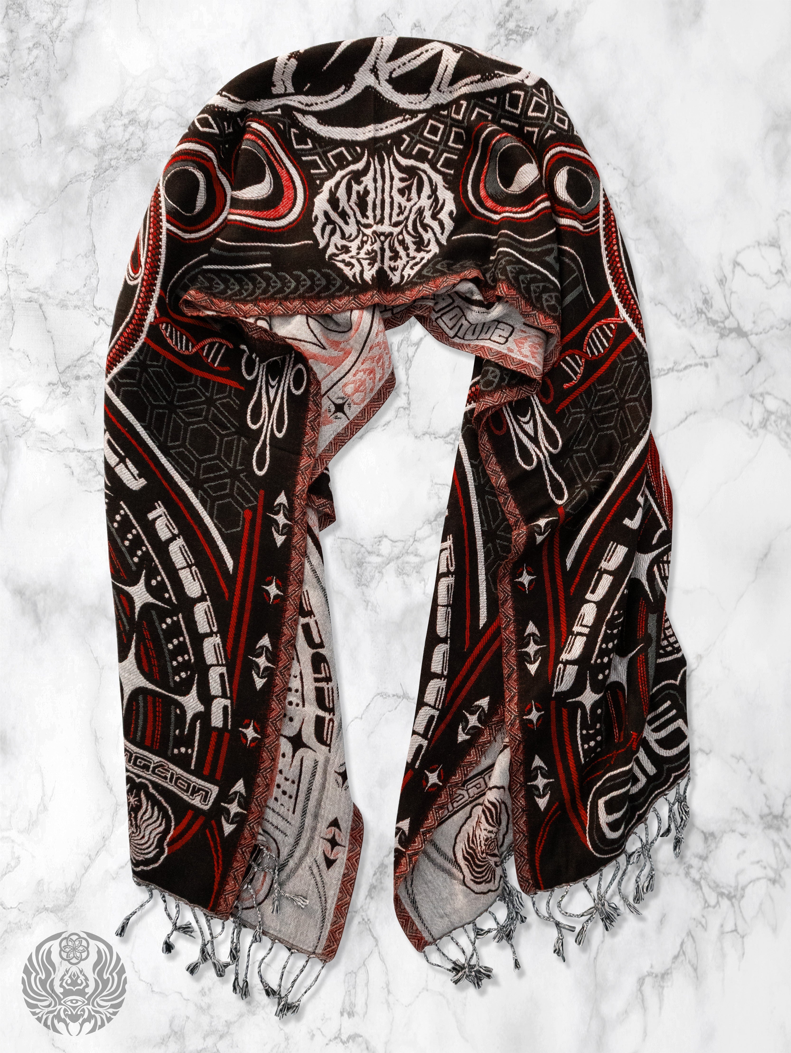 PRE-ORDER ✦ The Rave ✦ Black/Red Double-Layered Shawl Shawls 